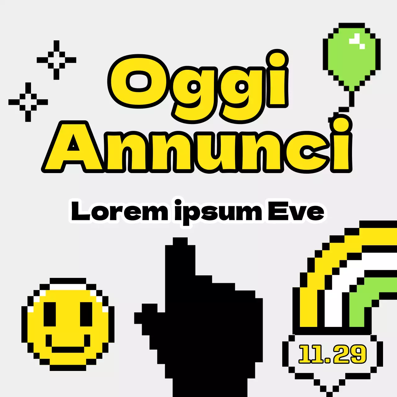 Annuncio di riunione minimalista in grigio e giallo