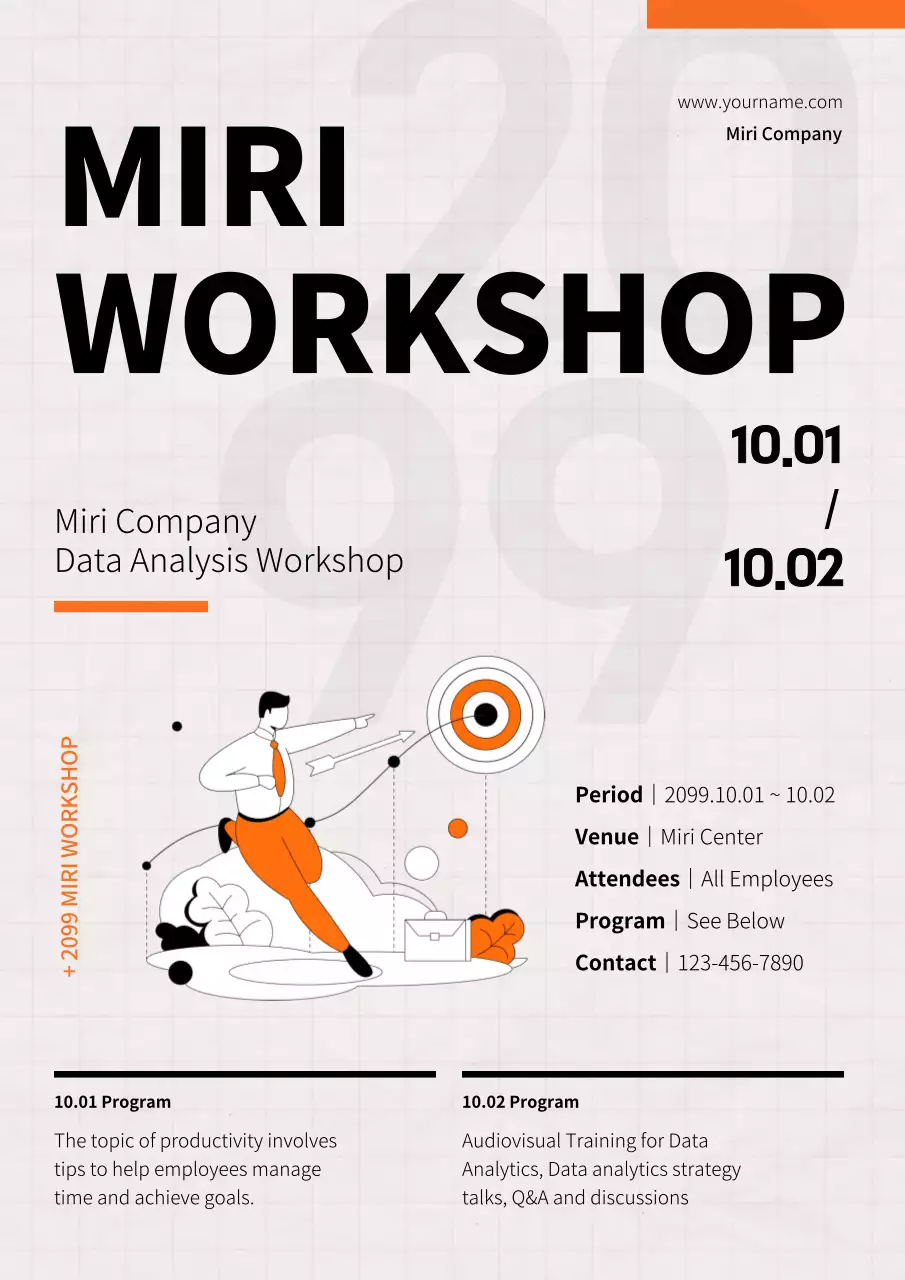 Orange Modern Workshop Announcement Poster