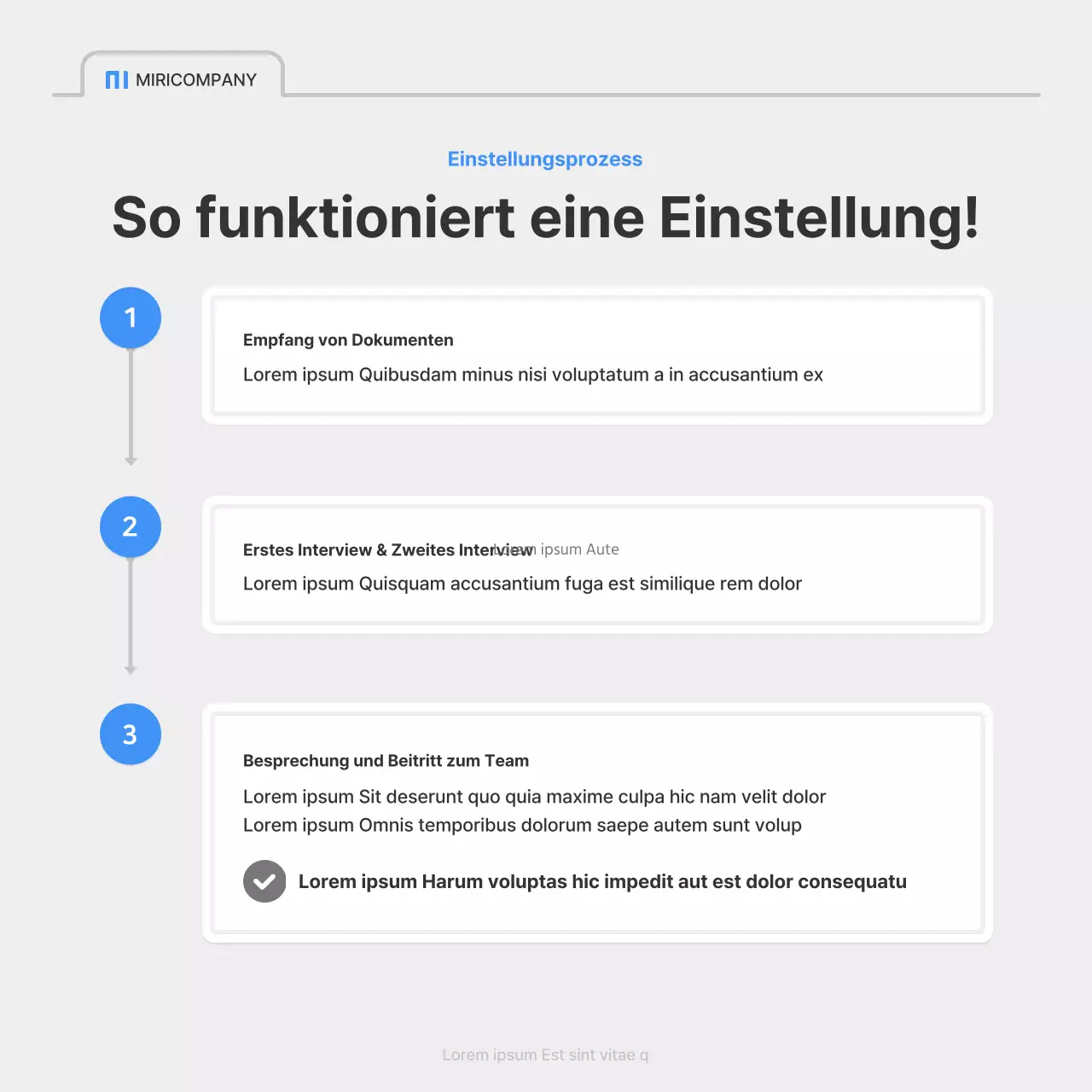 Eine einfache Stellenanzeige eines Unternehmens in Blau und Grau