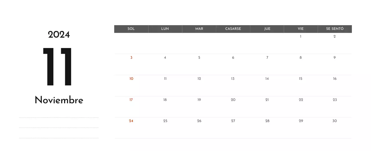 Un sencillo calendario corporativo en gris