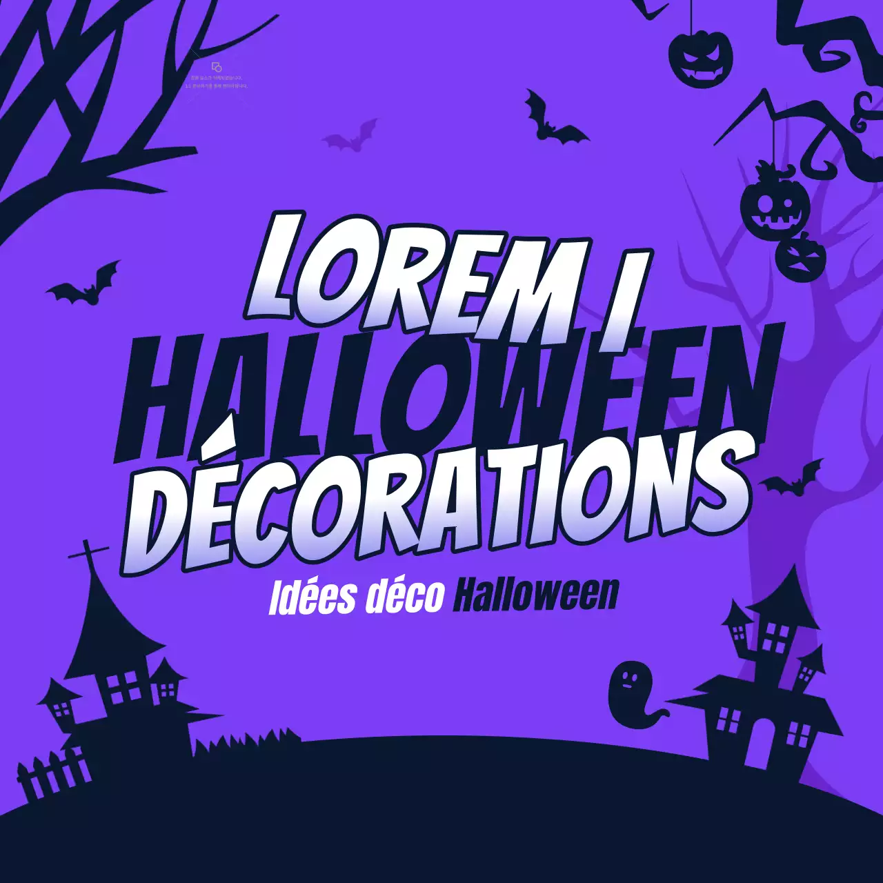 Idées de décoration pour Halloween avec des illustrations d'ombres plates en deux tons