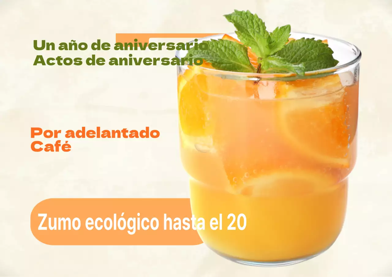 Anuncio minimalista de un evento en una cafetería en amarillo y naranja