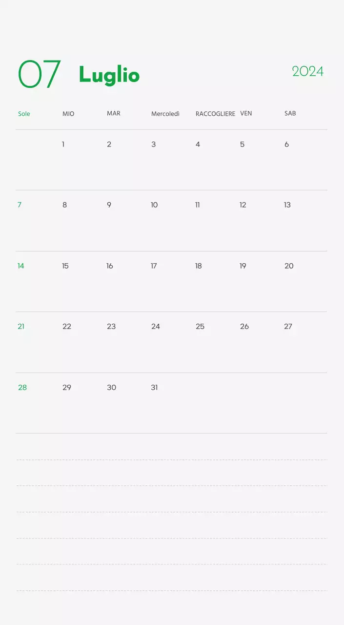 Un calendario con l'immagine di un cucciolo e un simpatico messaggio in verde.