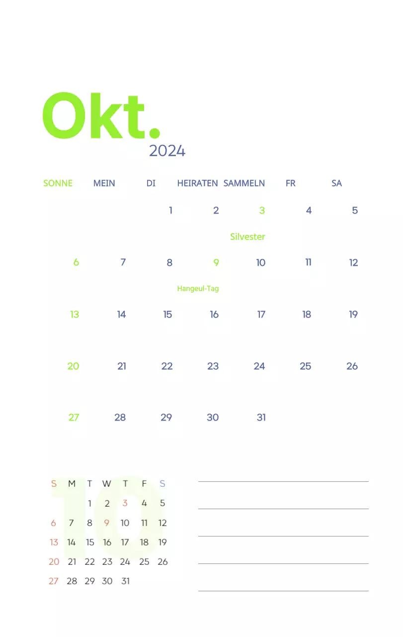 Arbeitskalender mit schönen Illustrationen