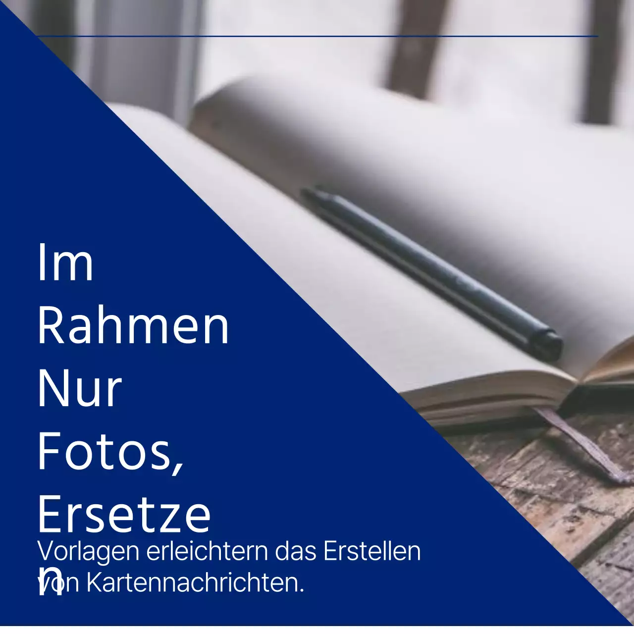 Werbung für ein einfaches Fotorahmen-Layout in Blau und Weiß