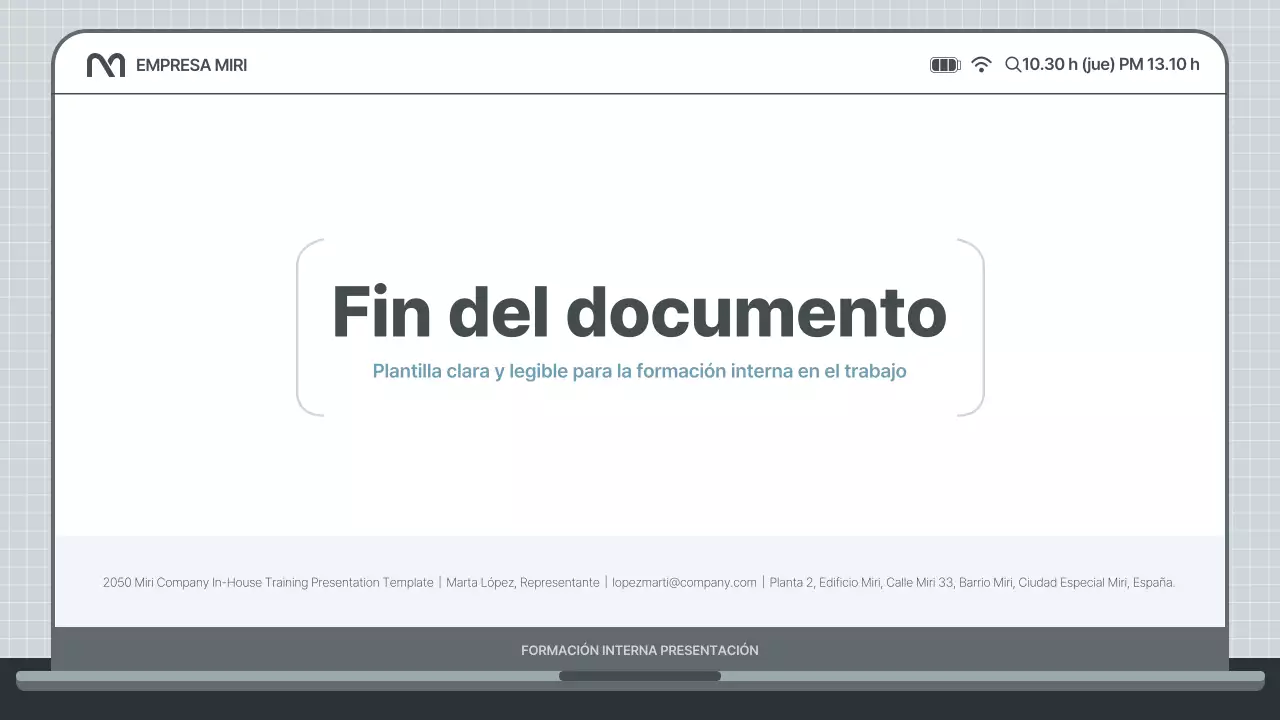 Sencilla presentación de formación interna en azul claro y gris