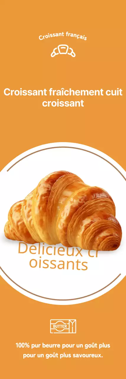 Promouvoir une boulangerie avec l'image d'un croissant sur fond orange