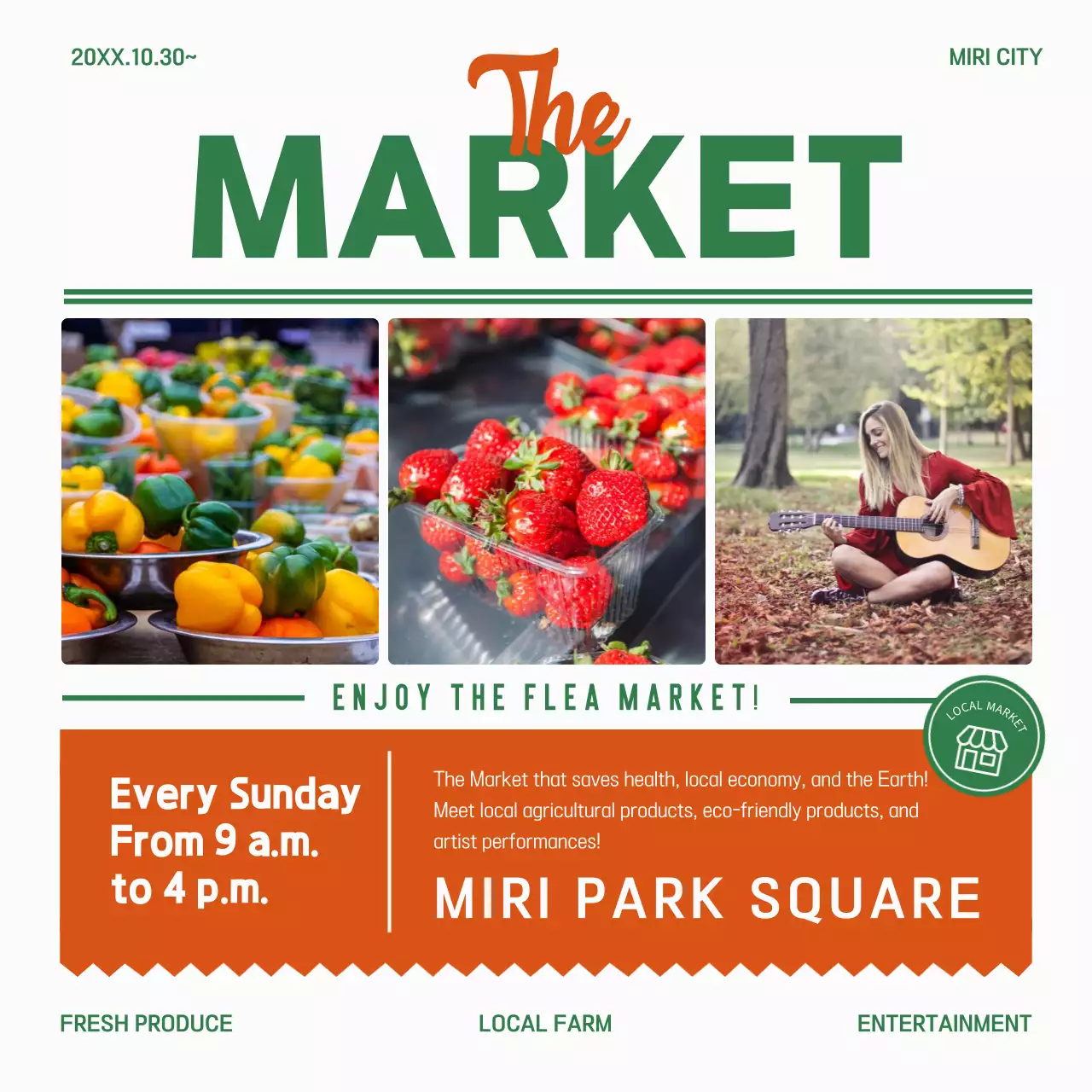 Orange Rustic Market Promotion Instagram Post