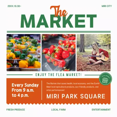 Orange Rustic Market Promotion Instagram Post