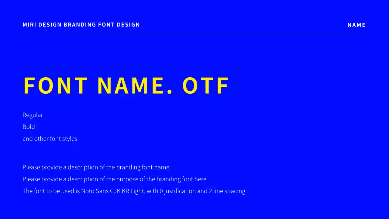 A simple branding font design proposal in blue.