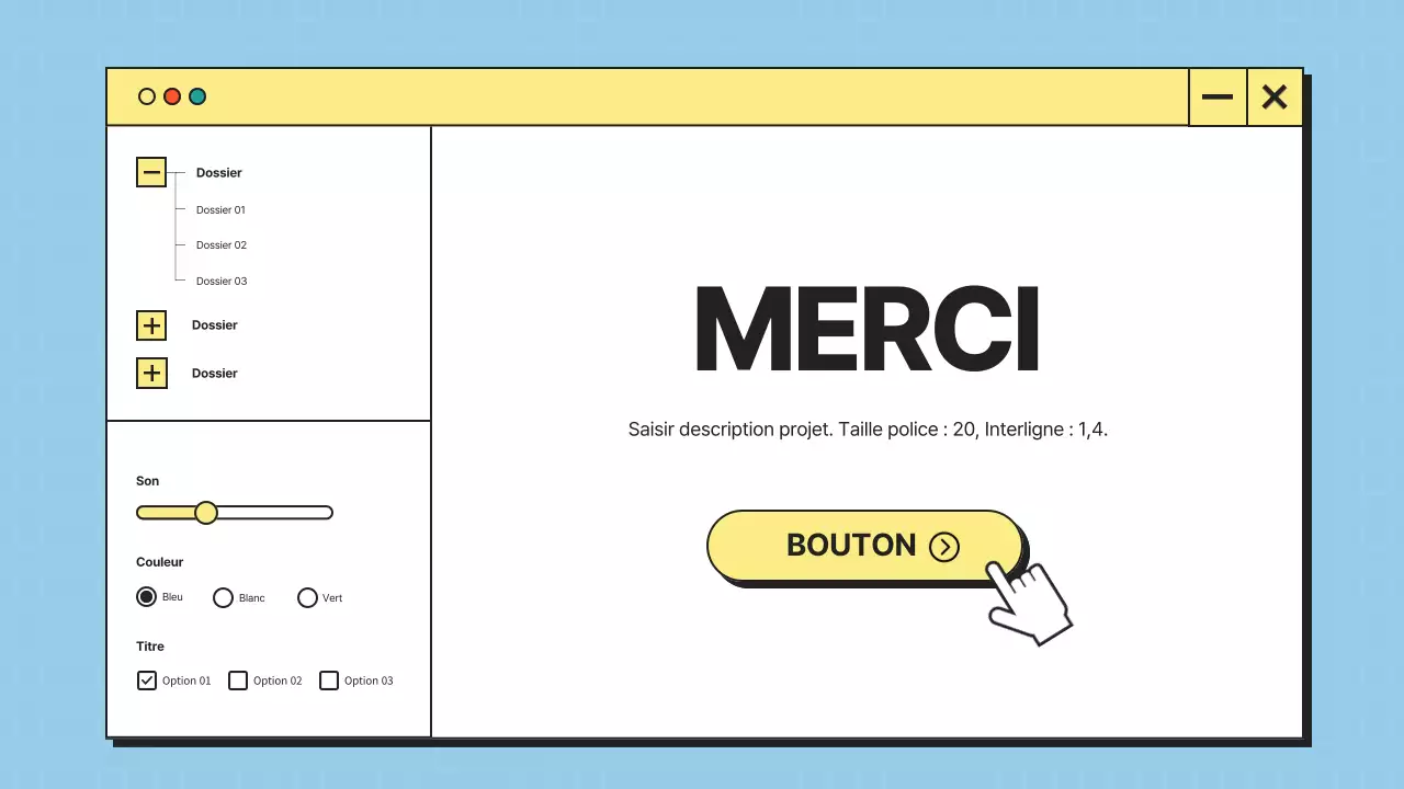 Interface utilisateur minimaliste en bleu et jaune Profil de l'entreprise