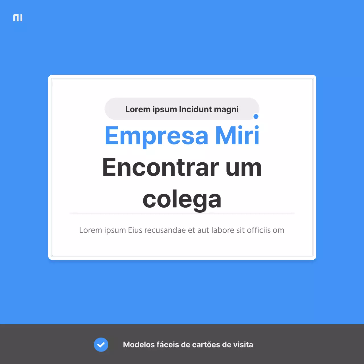 Um anúncio de emprego simples de uma empresa em azul e cinzento