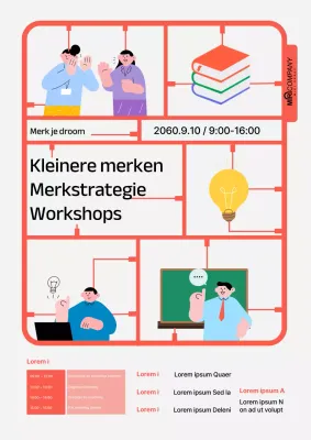 Eenvoudige werkplaatsreclame in rood en zwart