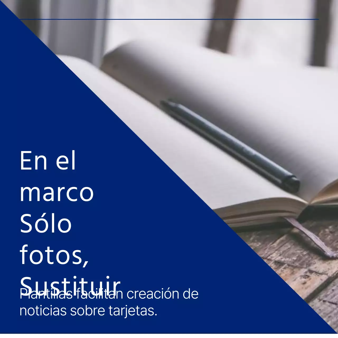 Promueva un sencillo diseño de marco de fotos en azul y blanco