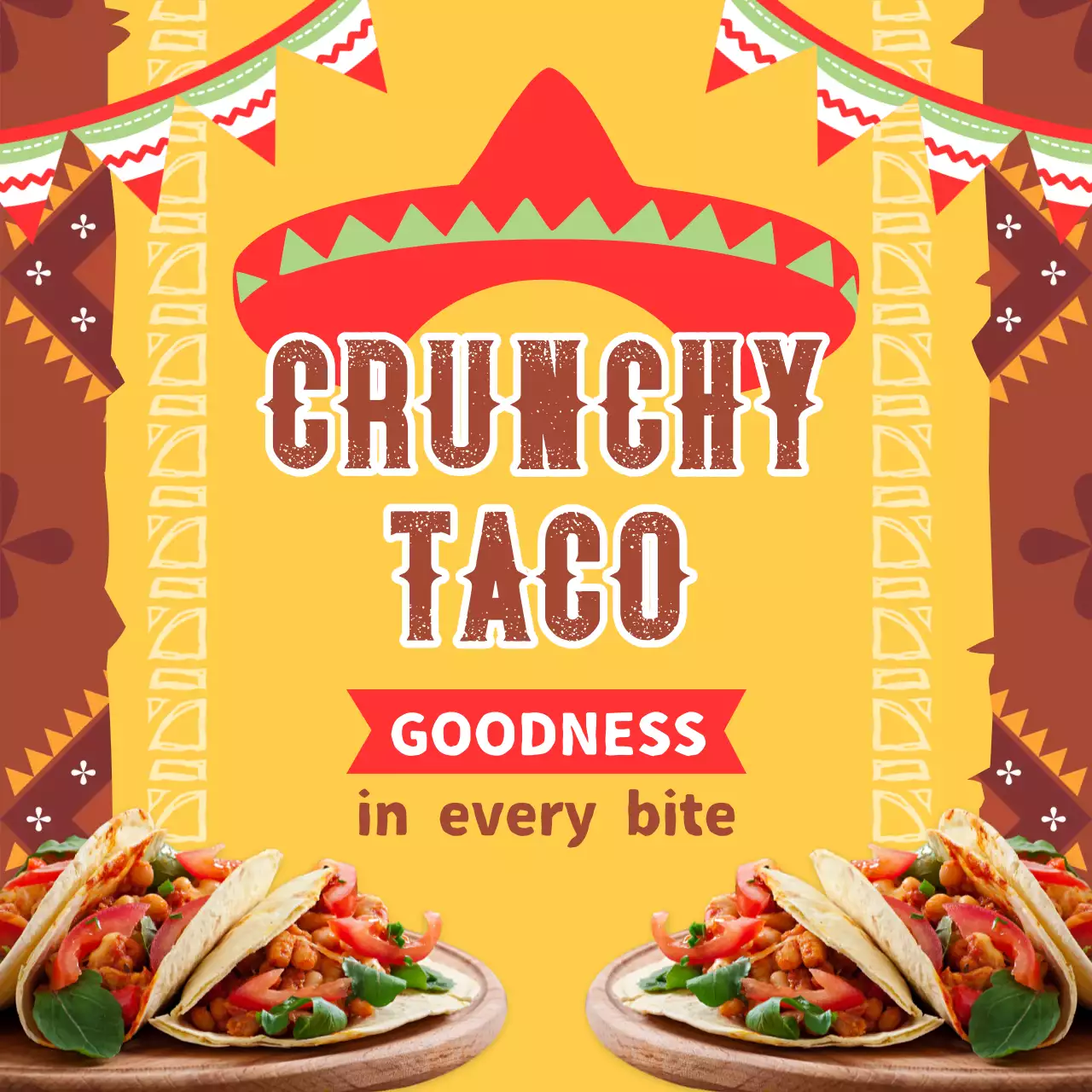 Yellow Traditional Taco Promotion Social Media Post