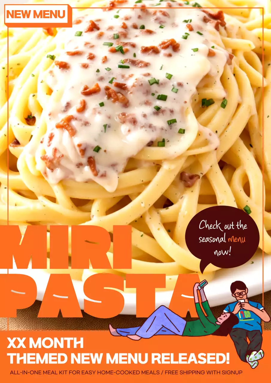 Orange Trendy Pasta Promotion Poster