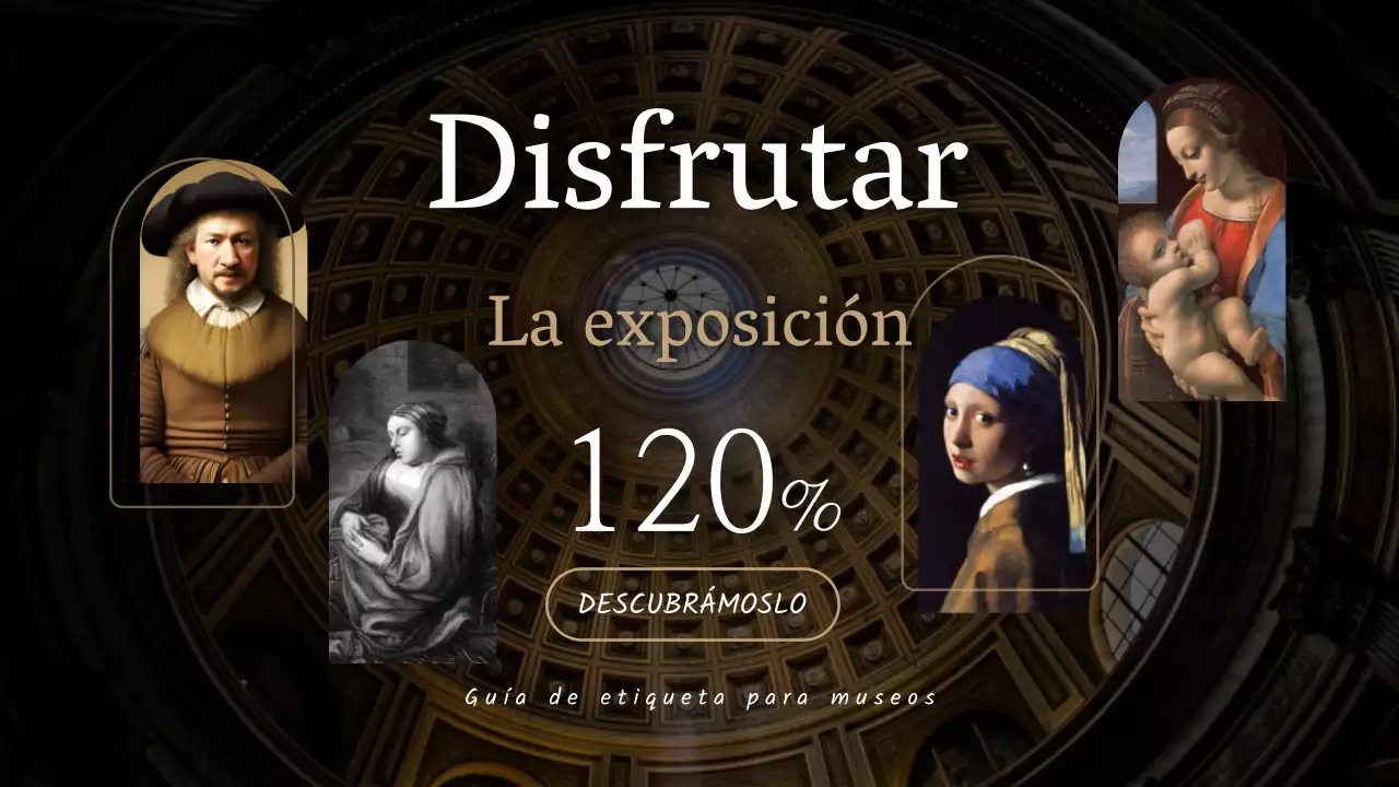 Guía clásica de etiqueta para museos de arte en negro y beige