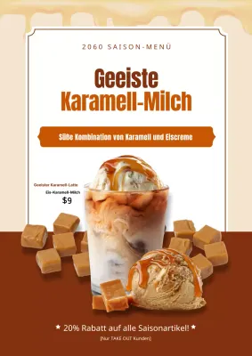 Förderung eines braunen, einfachen Karamell-Latte