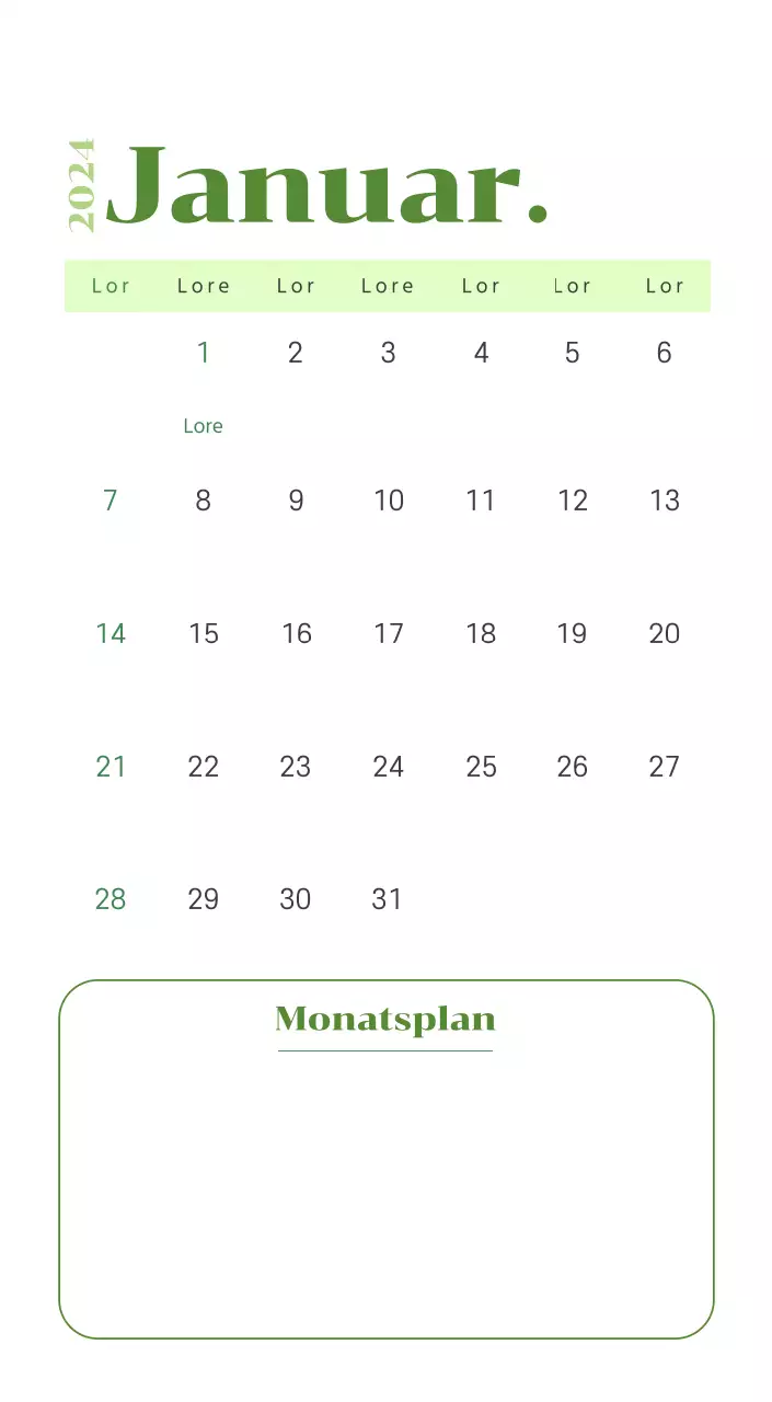 Kalender mit Jugendillustrationen auf gelbem und grünem Hintergrund