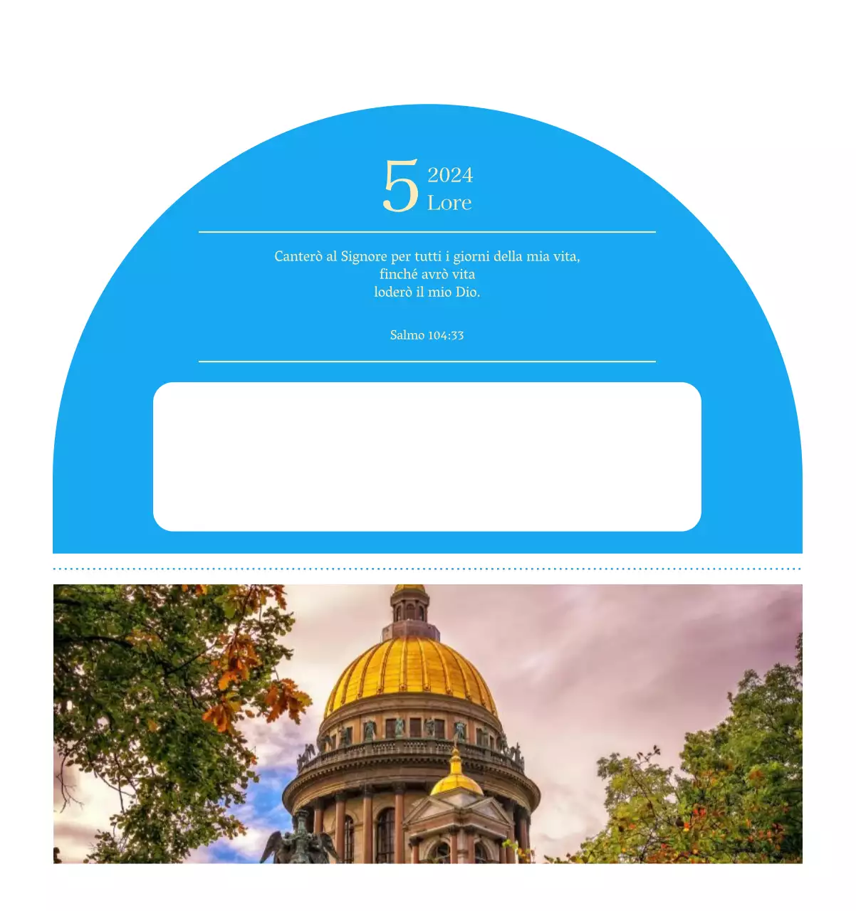 Calendario ecclesiastico blu di concezione moderna