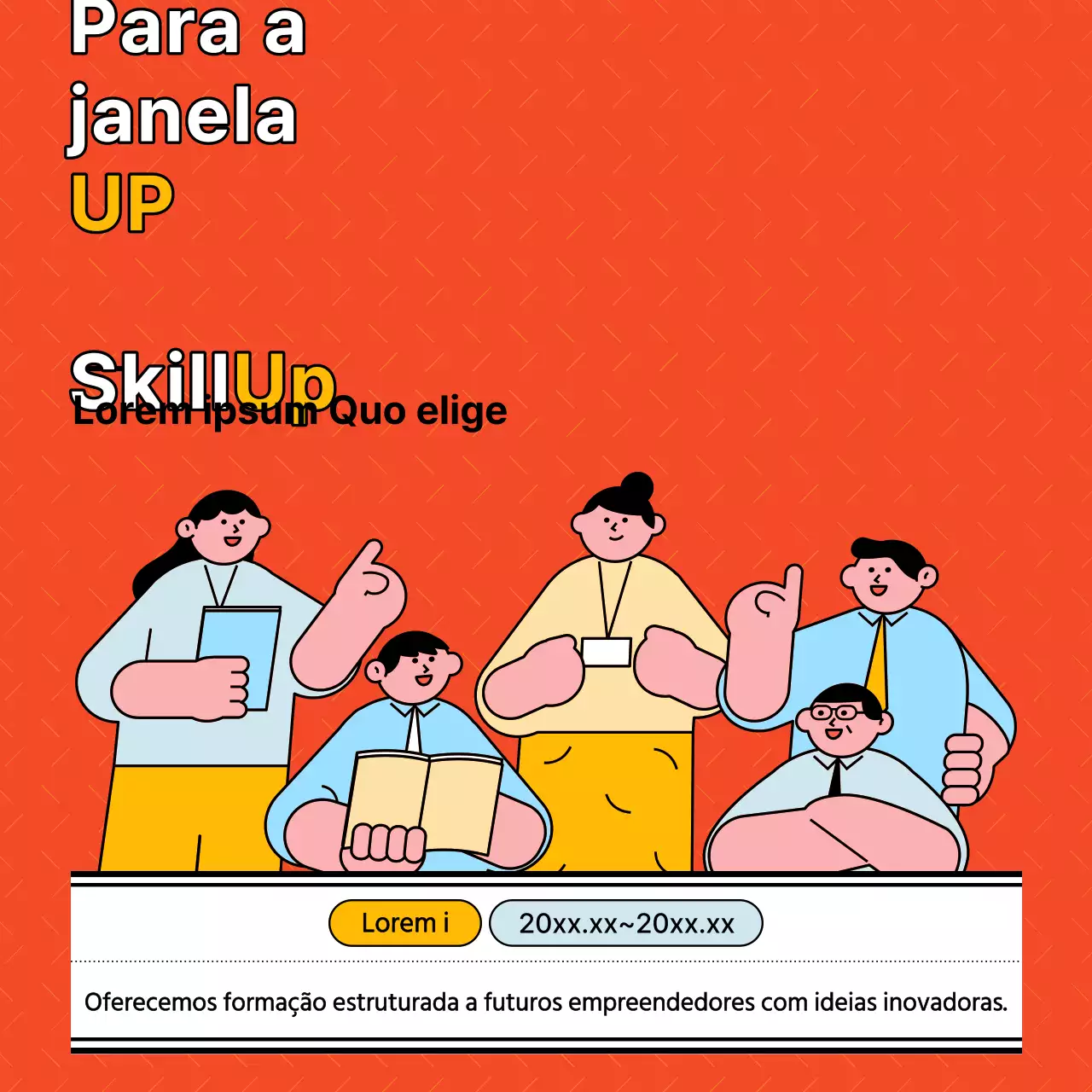 Um simples anúncio laranja de recrutamento para estagiários empreendedores