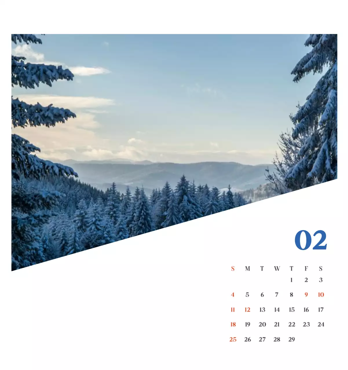 Calendario hospitalario con fotos de paisajes estacionales