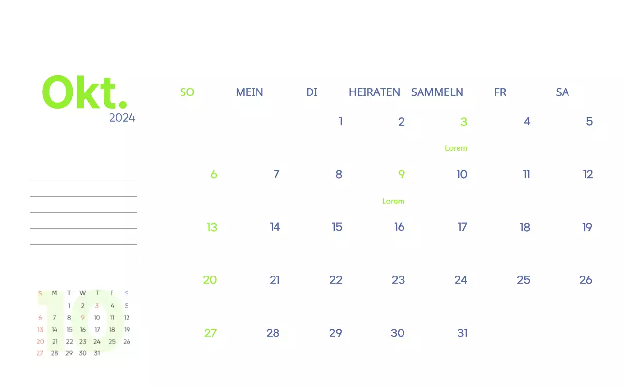 Arbeitskalender mit schönen Illustrationen