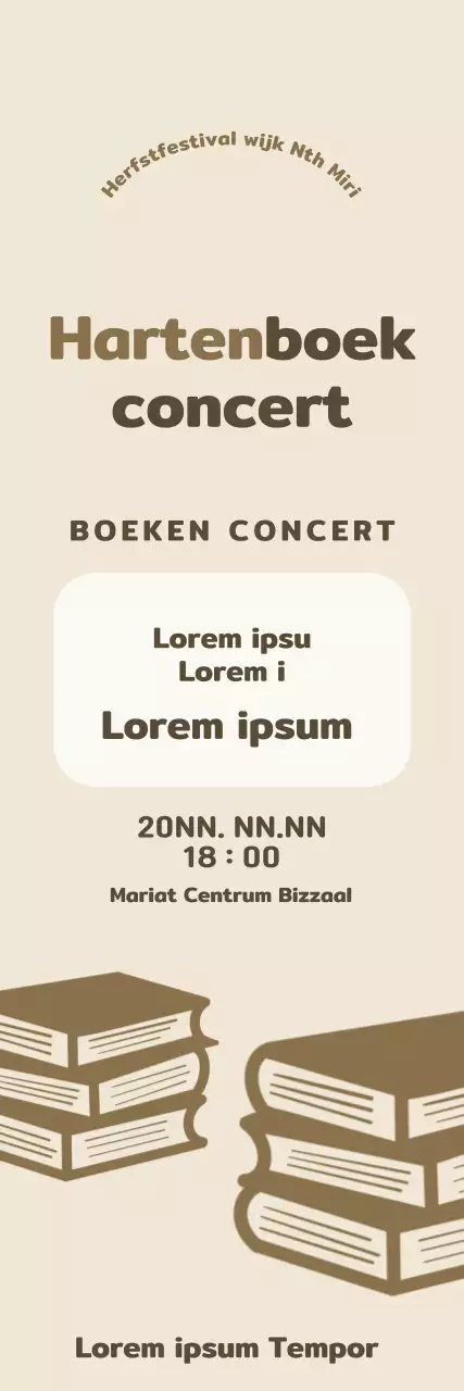 Bruin boekconcert met boekillustraties