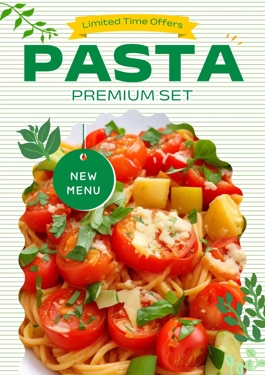 그린 모던 파스타 홍보 포스터