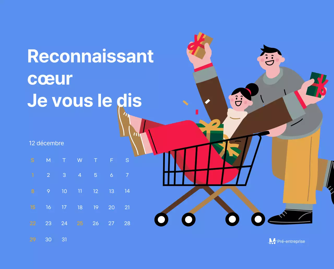 Calendrier de motivation avec des illustrations énergiques et des citations positives sur un fond bleu clair