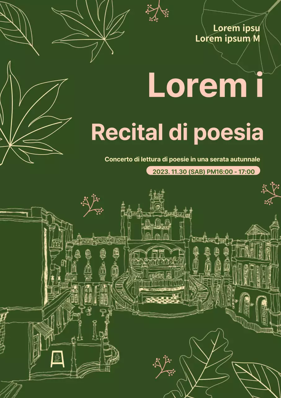 Promuovete i recital di poesia con un look di calligrafia verde scuro.