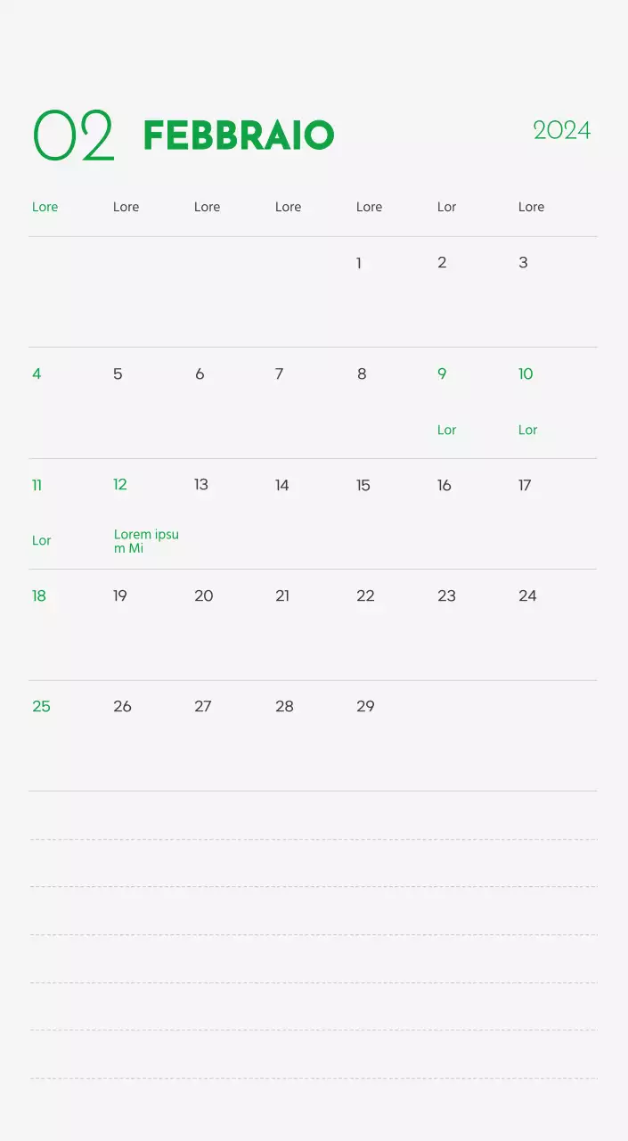 Un calendario con l'immagine di un cucciolo e un simpatico messaggio in verde.