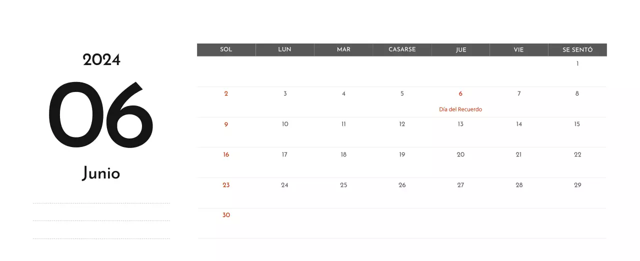 Un sencillo calendario corporativo en gris