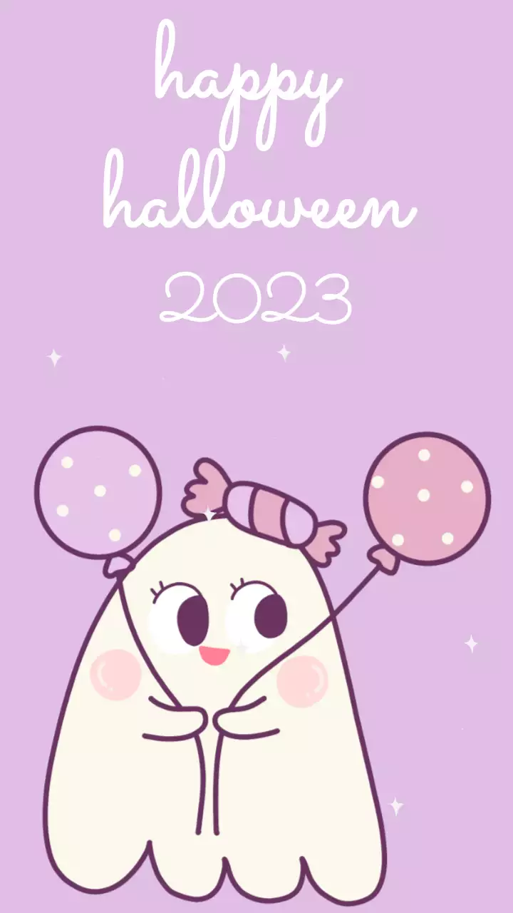 귀여운 유령 할로윈 보라색과 분홍색 IG 스토리