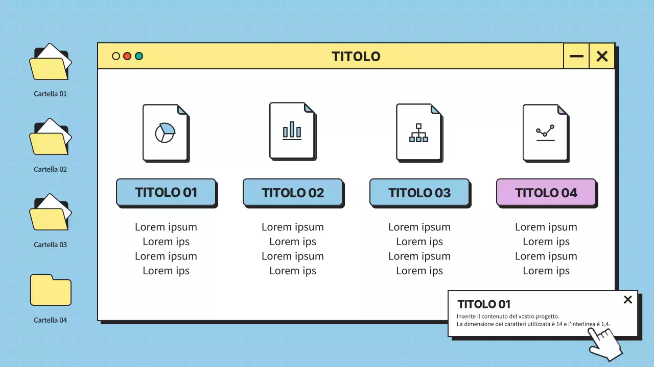 UI desktop minimalista in blu e giallo Profilo aziendale