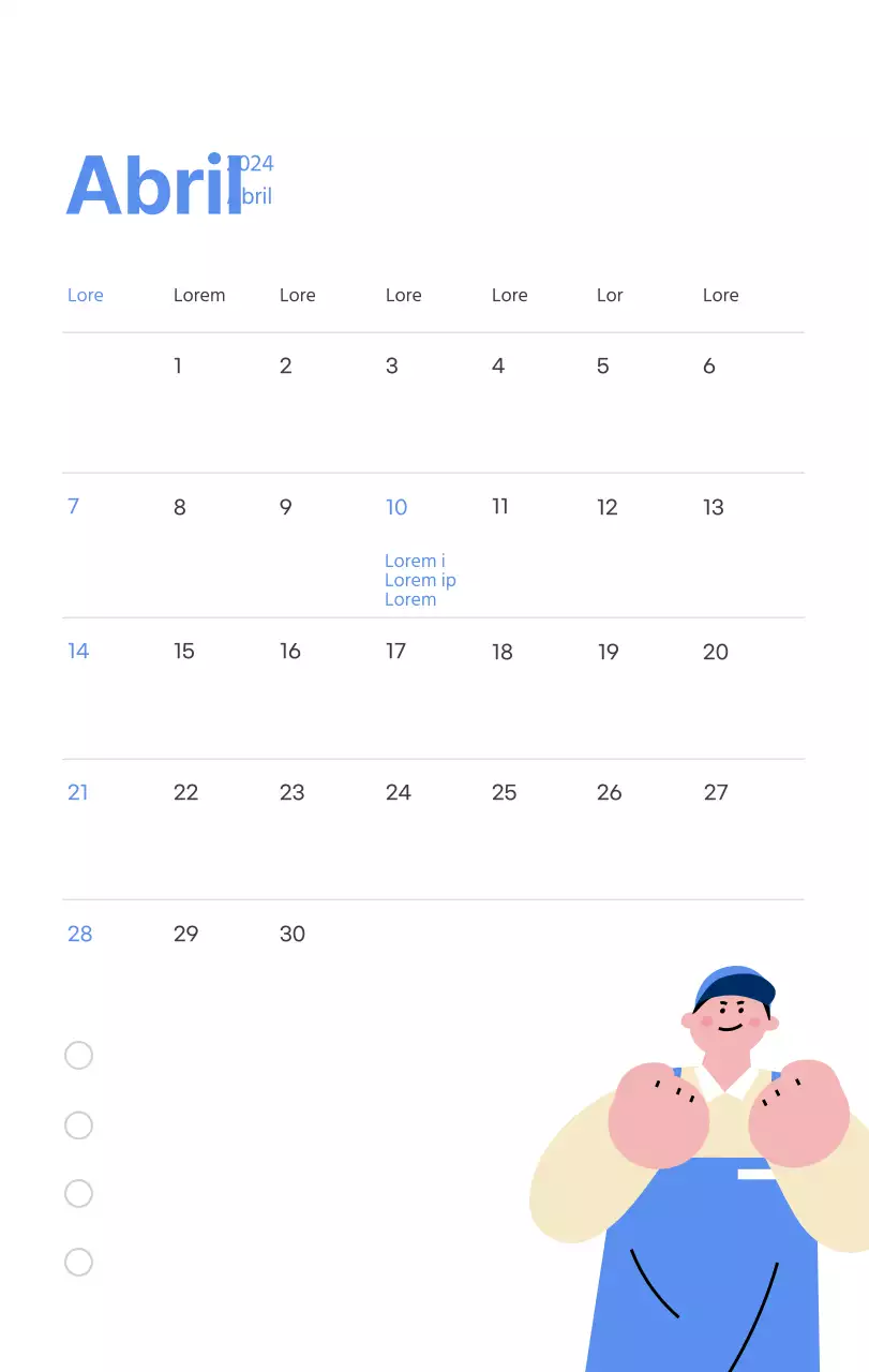 Calendario motivacional con ilustraciones llenas de energía y citas positivas sobre fondo azul claro