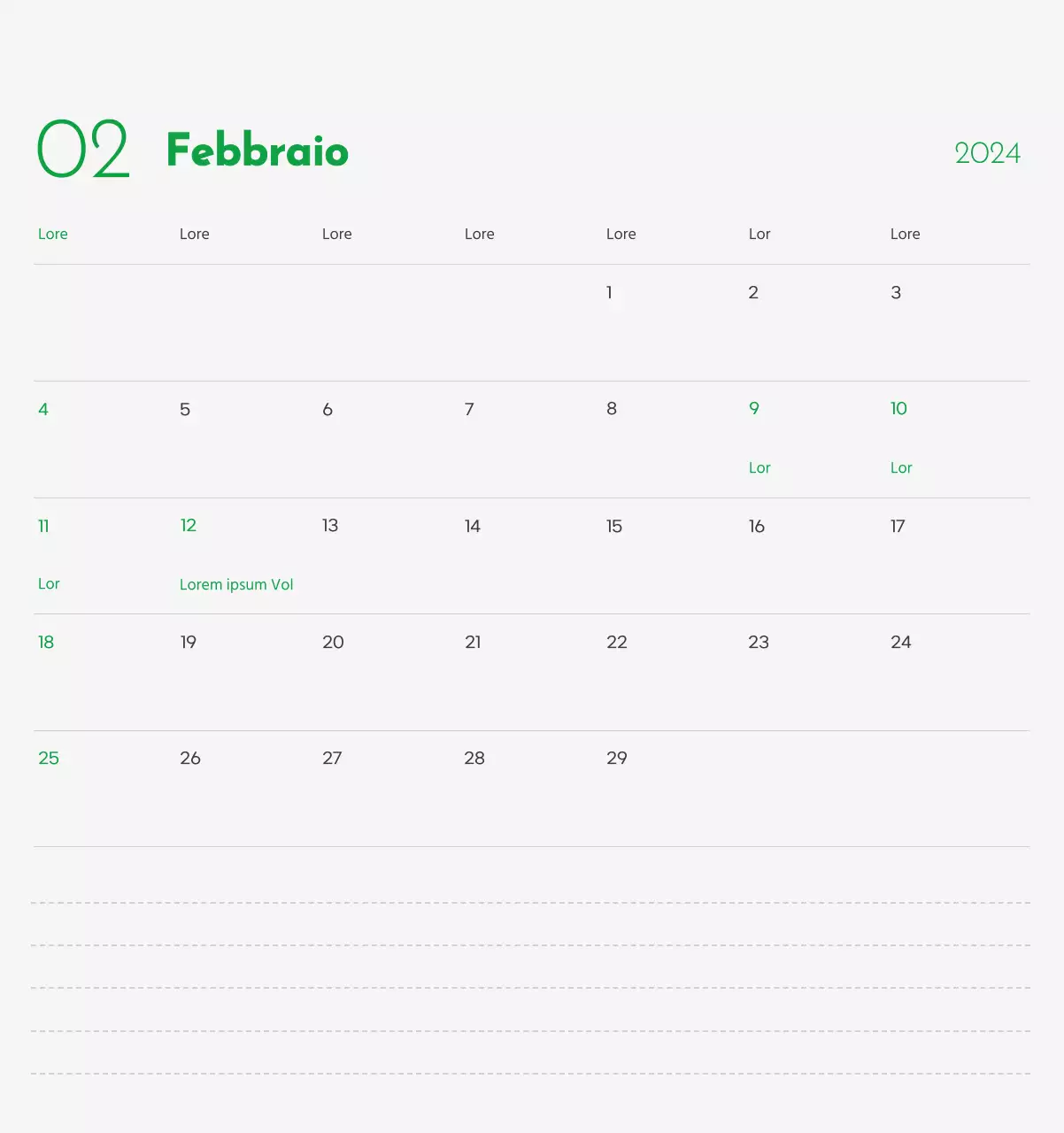 Un calendario con l'immagine di un cucciolo e un simpatico messaggio in verde.