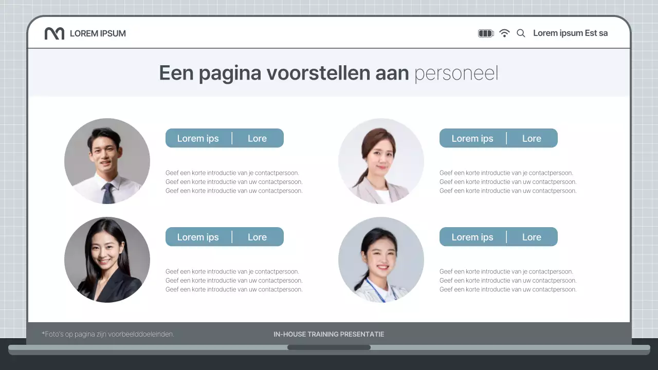 Eenvoudige interne trainingspresentatie in lichtblauw en grijs