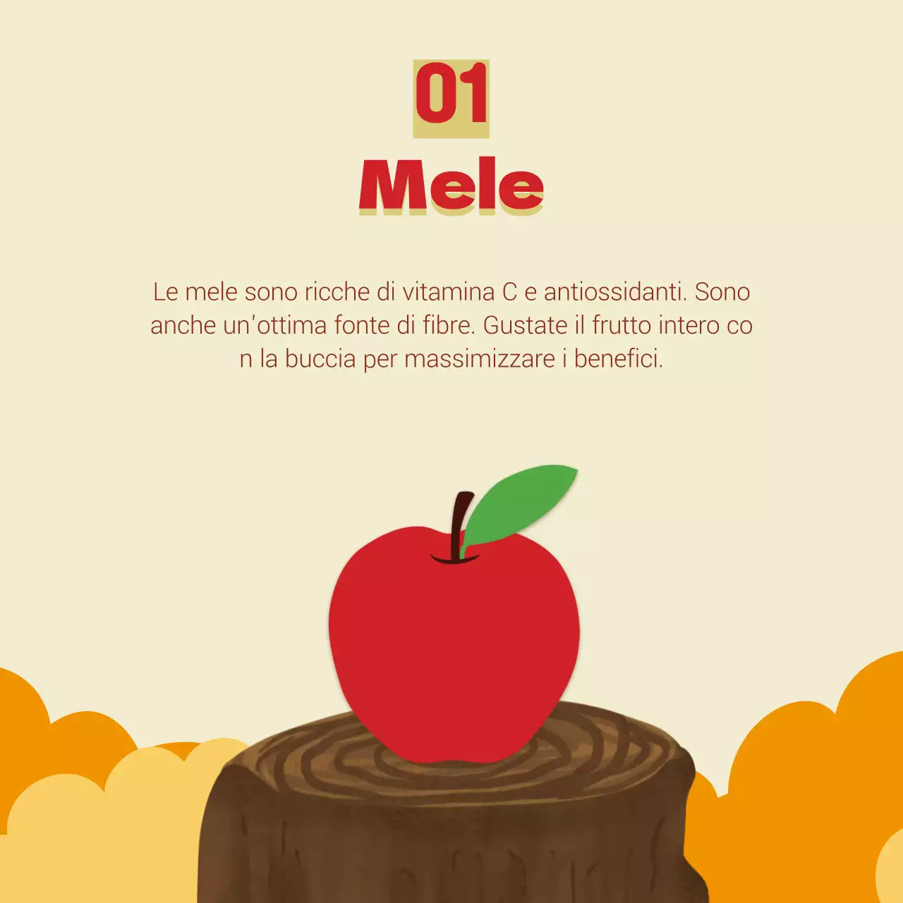 Semplici beige e arancioni per promuovere la frutta di stagione