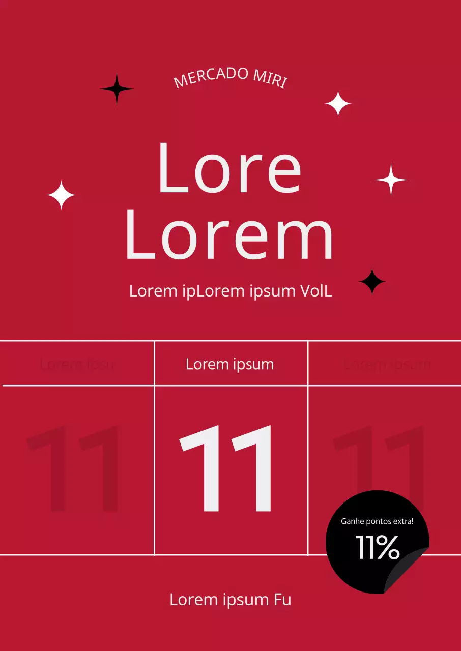 Promoção "compre um e leve outro" com um gráfico de destaque de um número de conceito de calendário num fundo vermelho