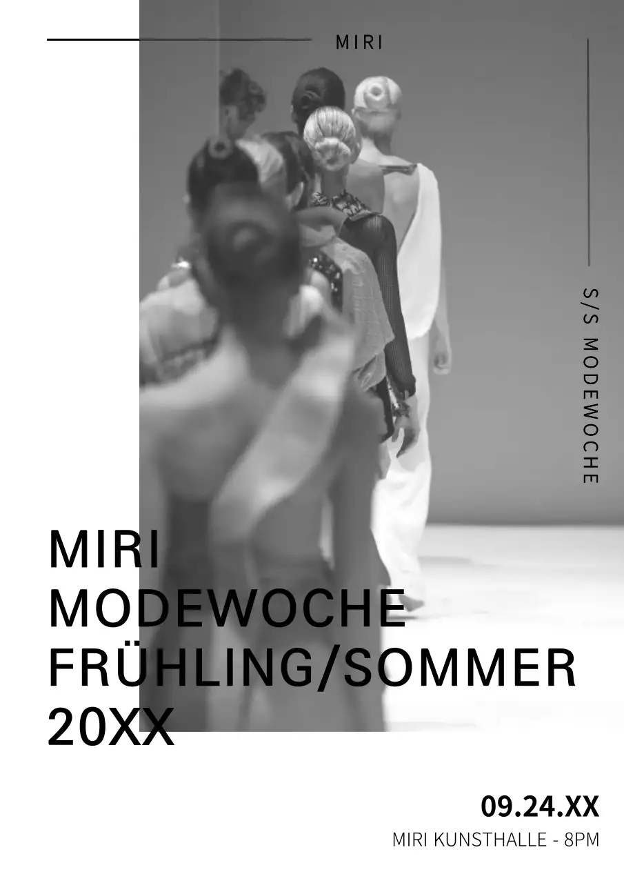 Förderung einer klassischen schwarz-weißen Modenschau