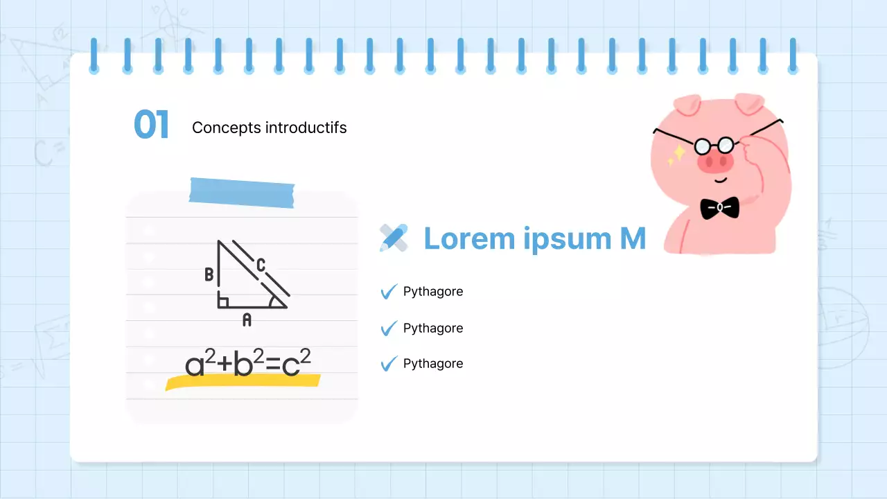 Matériel scolaire de mathématiques kitsch en bleu clair et jaune
