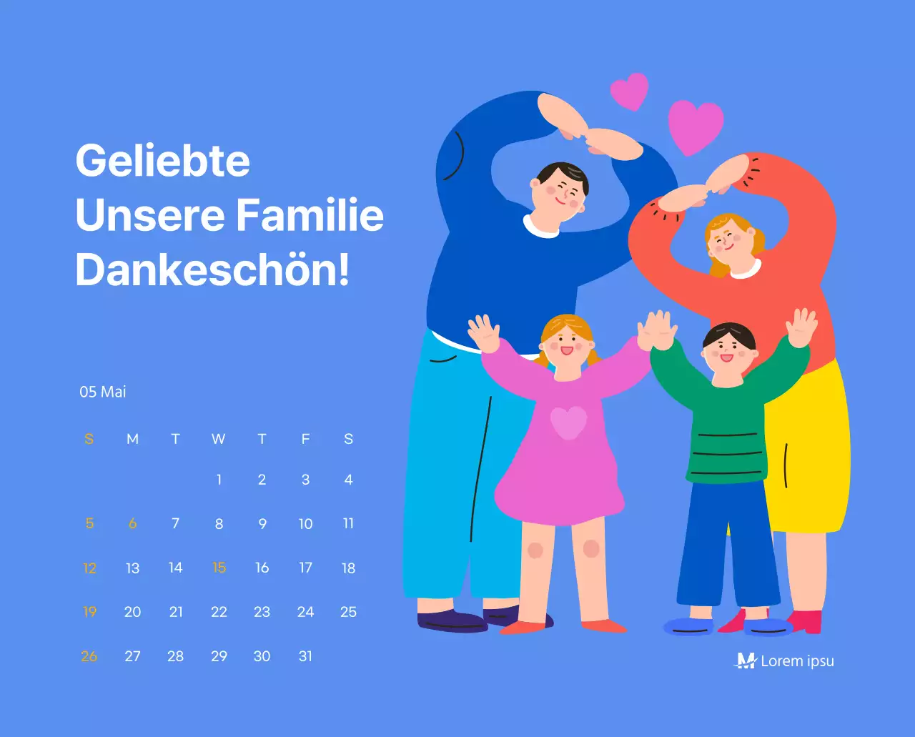 Motivationskalender mit energiegeladenen Illustrationen und positiven Zitaten auf hellblauem Hintergrund