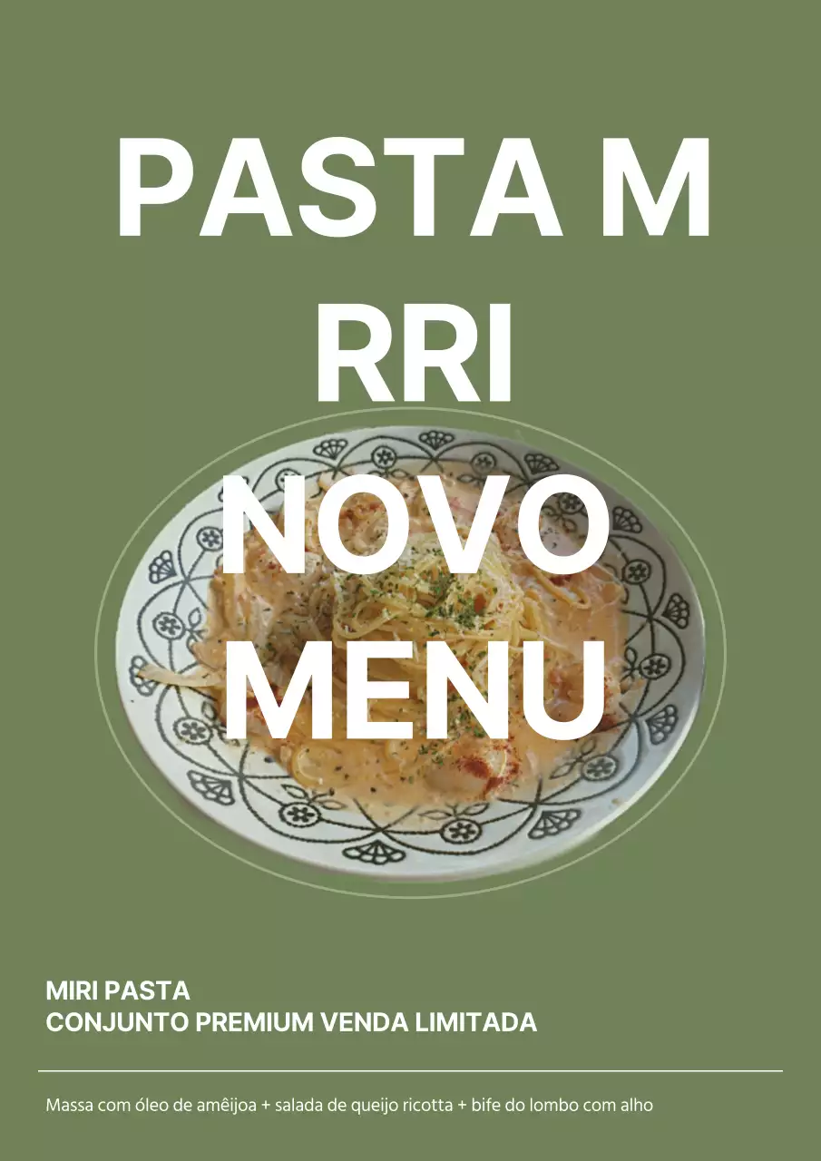 Apresentação de um novo menu simples com um fundo verde