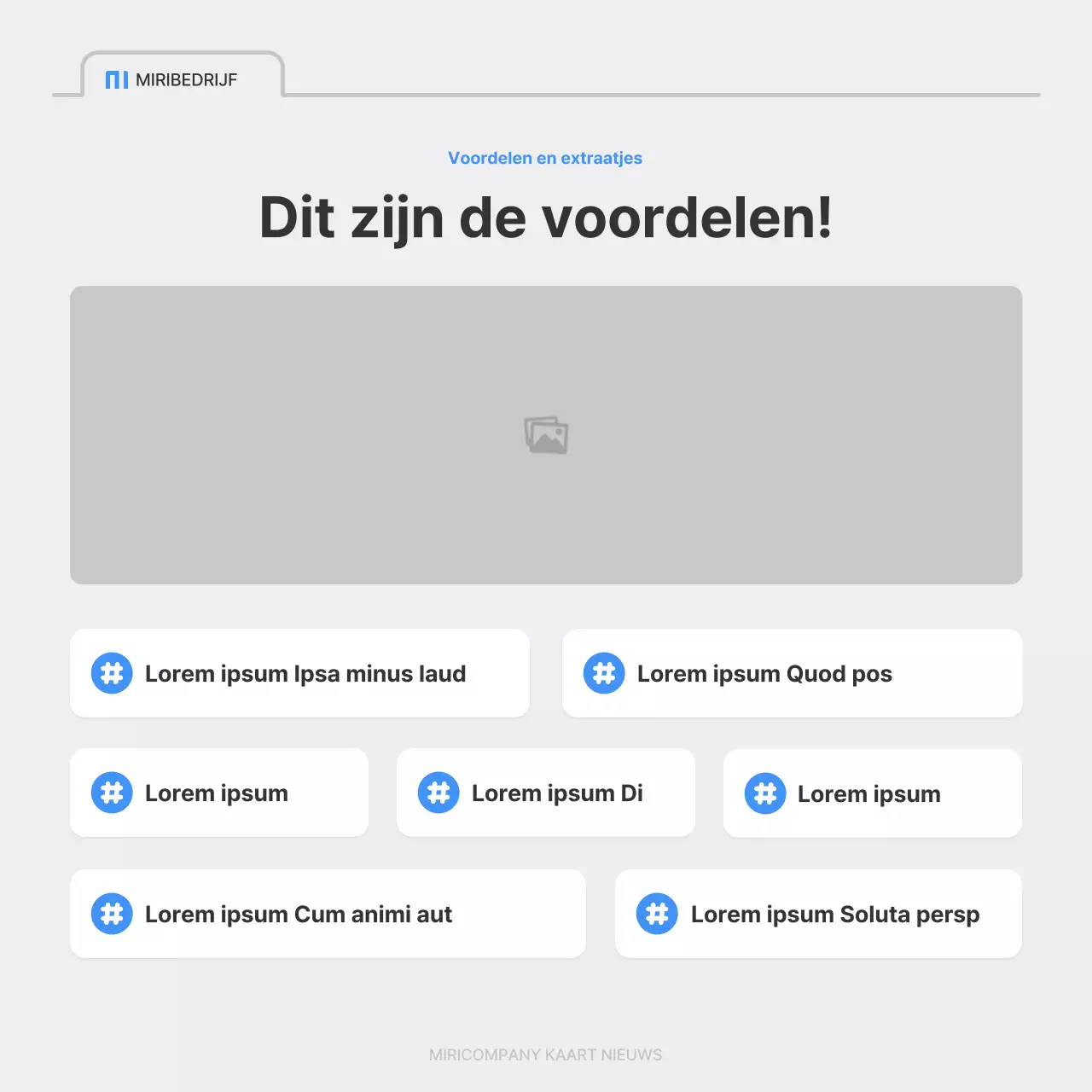 Een eenvoudige bedrijfsvacature in blauw en grijs