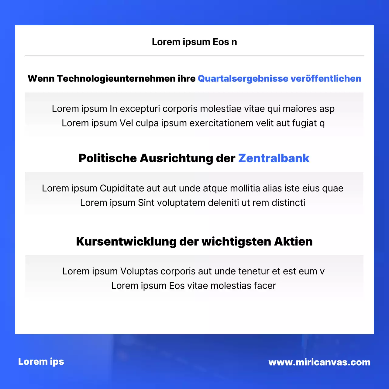 Ein einfacher Aktienmarktbericht in Blau