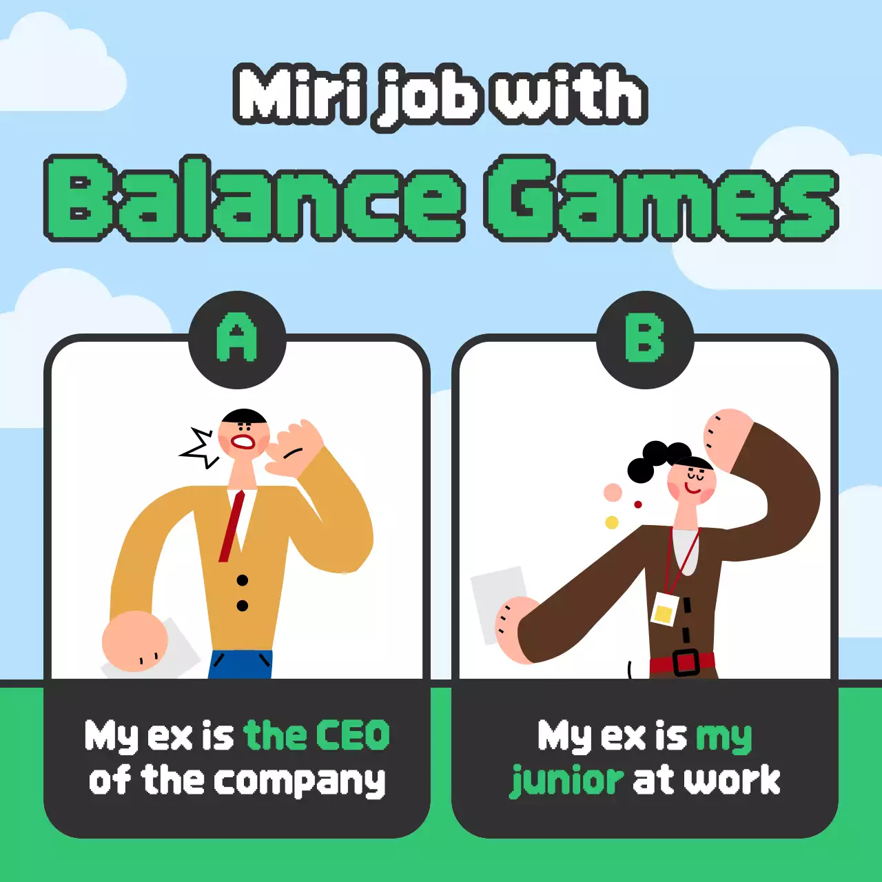 Blue Comic Job Meme Social Media Post