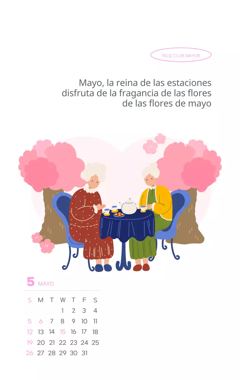 Calendario laboral con bellas ilustraciones