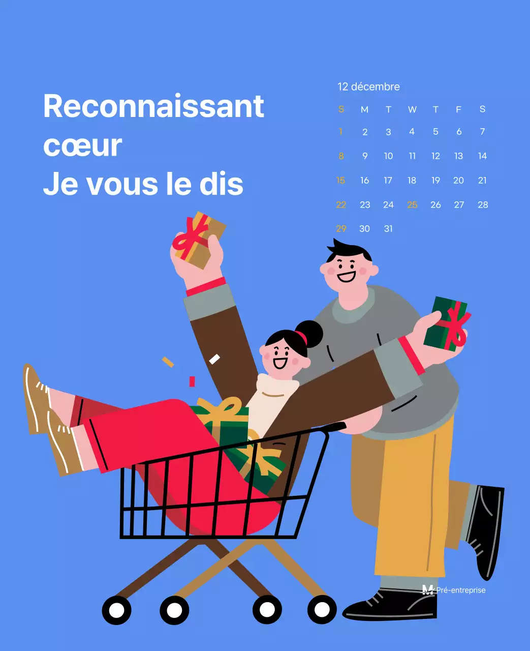 Calendrier de motivation avec des illustrations énergiques et des citations positives sur un fond bleu clair