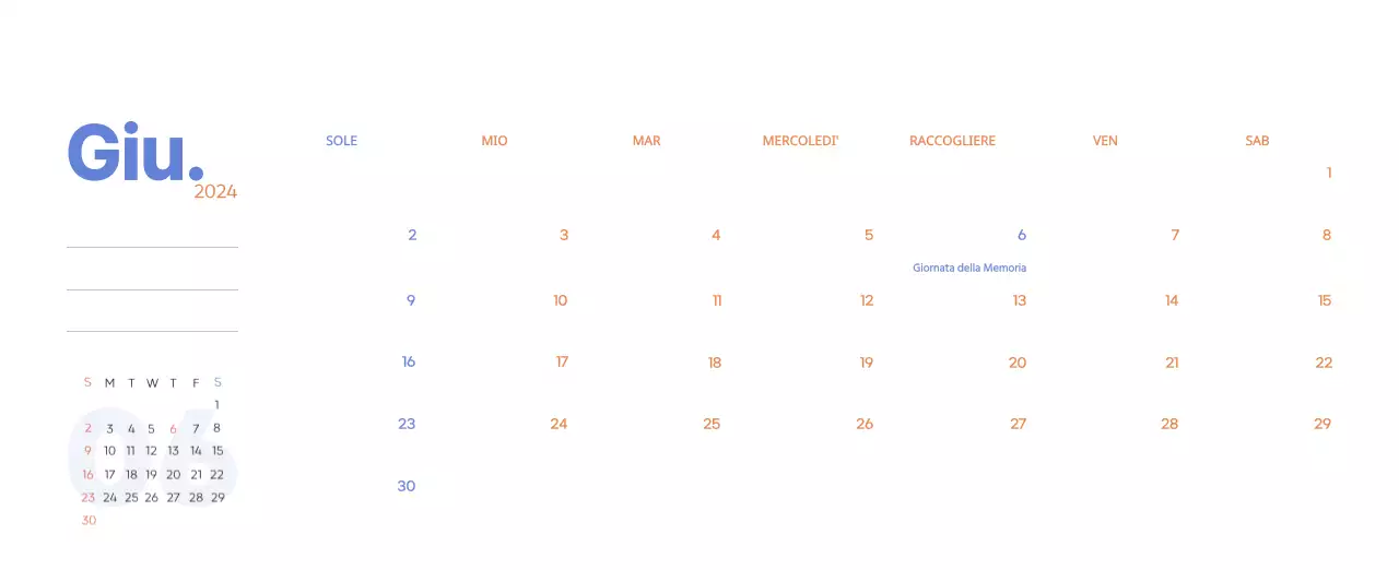 Calendario di lavoro con splendide illustrazioni